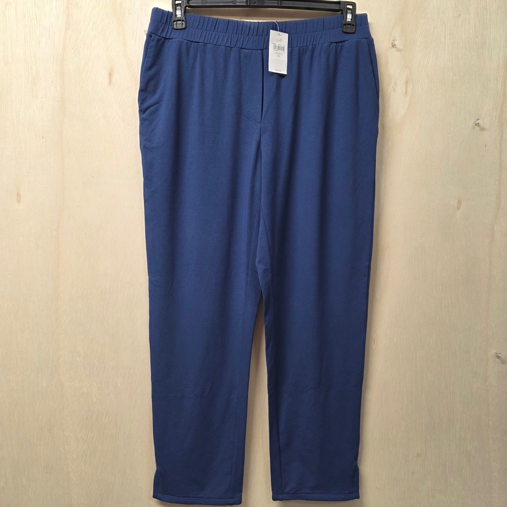 J. Jill Wearever Knit Trousers Ink Blue Straight Leg Pants Medium NEW